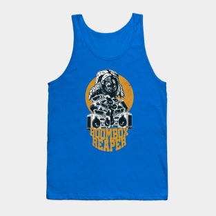 Yellow Boombox Reaper - Skull-Face Astronaut with Boomboxes Tank Top